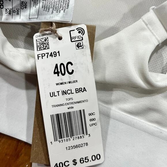ADIDAS ULT Incl Bra Sports Bras White  Size 40C NWT - Picture 13 of 13